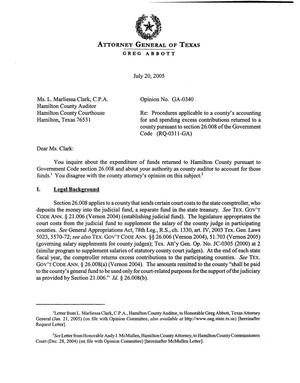 Primary view of object titled 'Texas Attorney General Opinion: GA-0340'.