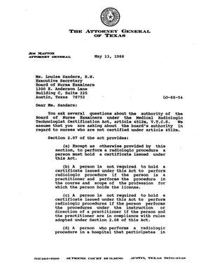 Primary view of object titled 'Texas Attorney General Opinion: LO88-54'.