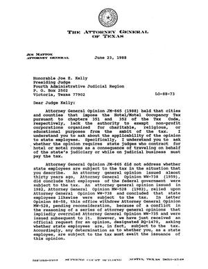Primary view of object titled 'Texas Attorney General Opinion: LO88-73'.
