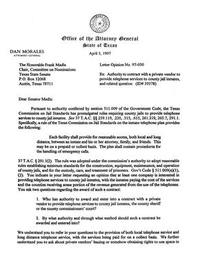 Primary view of object titled 'Texas Attorney General Opinion: LO97-030'.