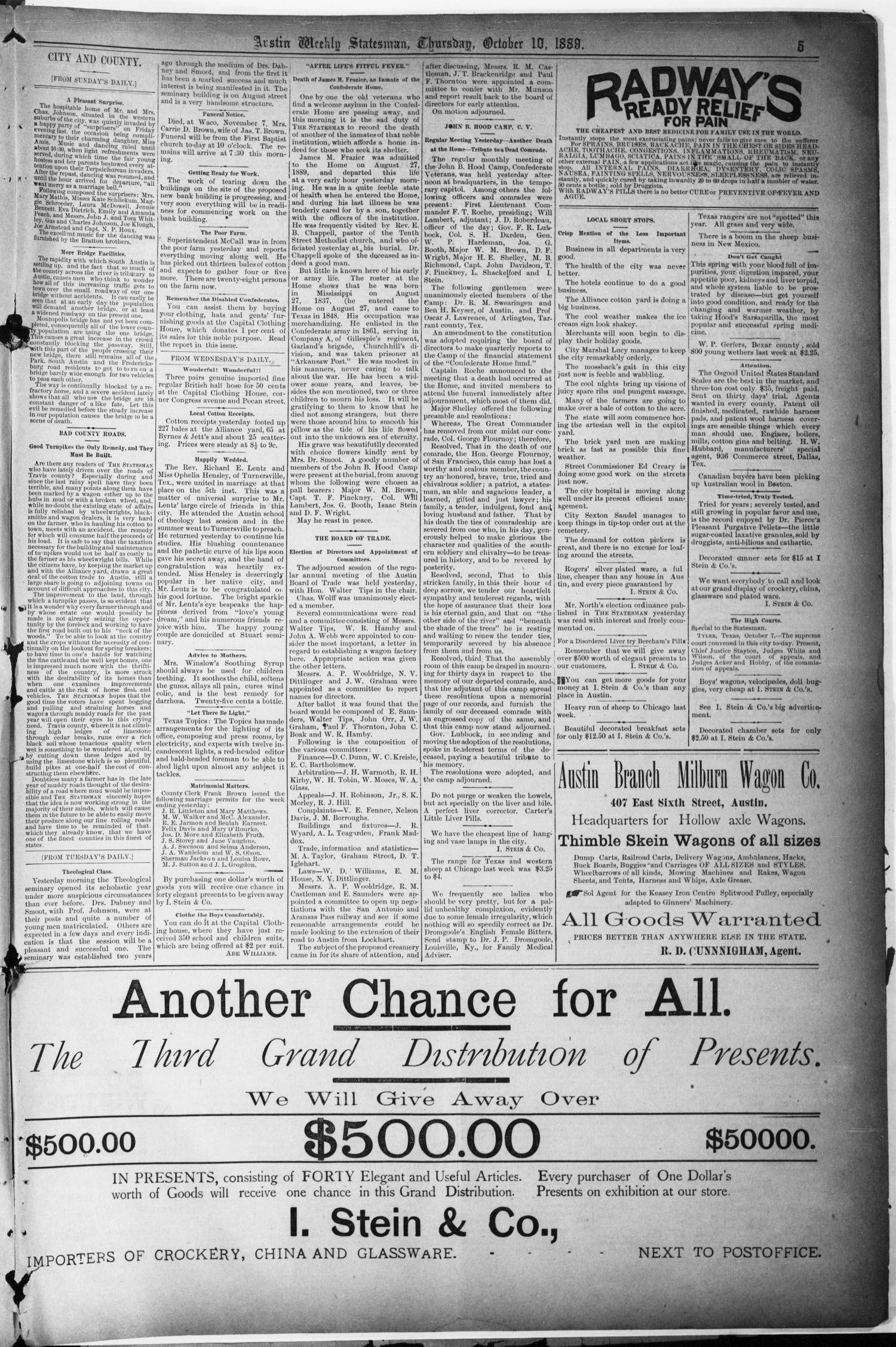 The Austin Statesman. (Austin, Tex.), Vol. 18, No. 44, Ed. 1 Thursday, October 10, 1889
                                                
                                                    [Sequence #]: 5 of 8
                                                