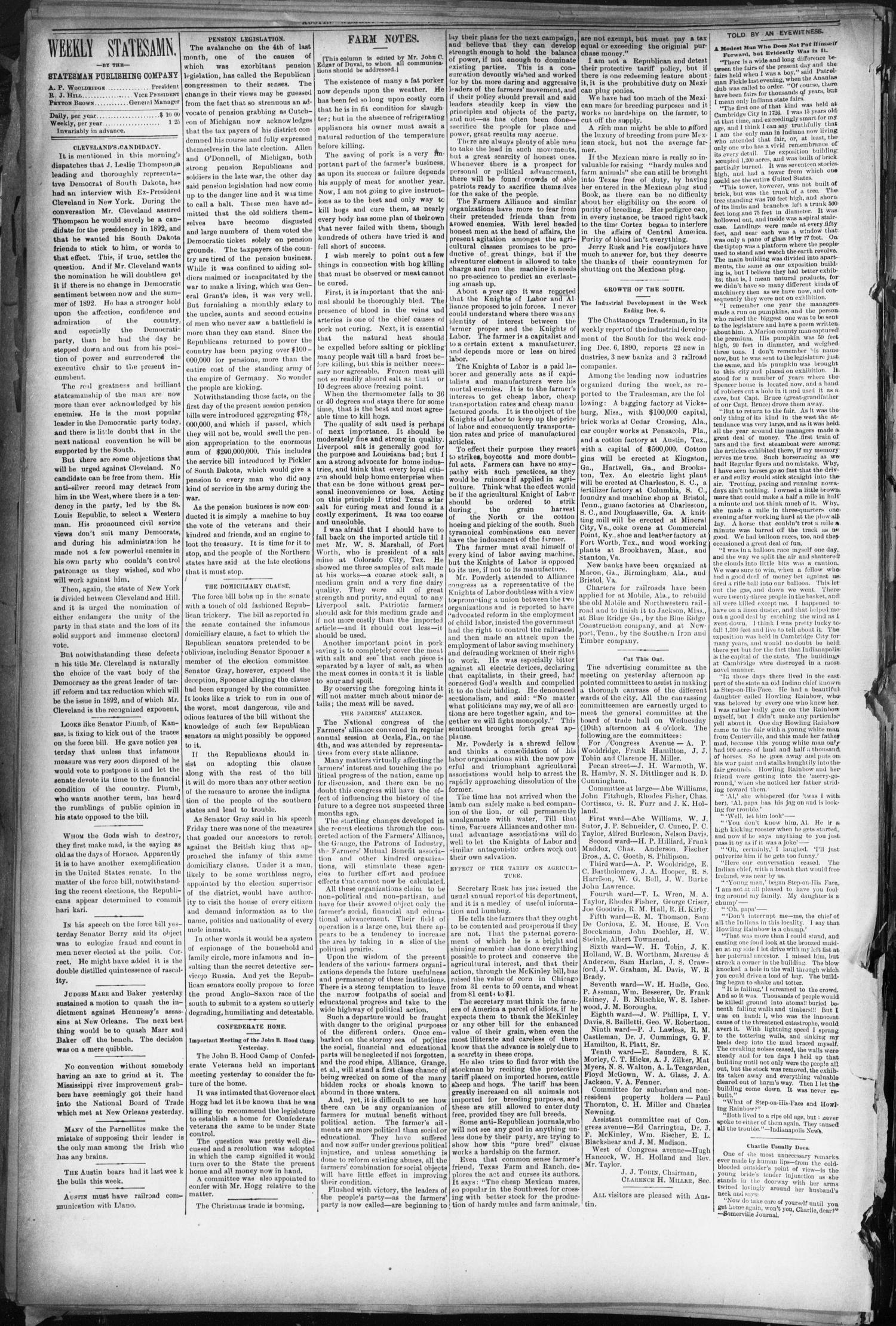 The Austin Statesman. (Austin, Tex.), Ed. 1 Thursday, December 11, 1890
                                                
                                                    [Sequence #]: 4 of 8
                                                