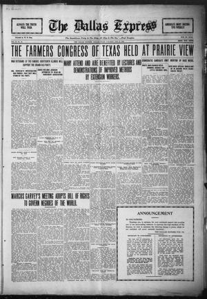 Primary view of object titled 'The Dallas Express (Dallas, Tex.), Vol. 27, No. 47, Ed. 1 Saturday, August 28, 1920'.