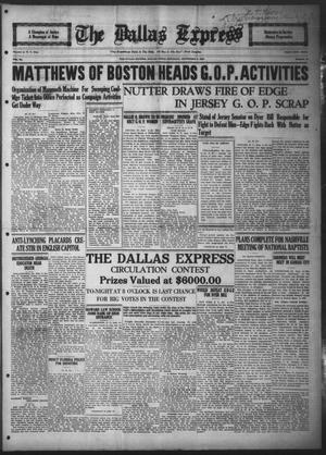 Primary view of object titled 'The Dallas Express (Dallas, Tex.), Vol. 31, No. 40, Ed. 1 Saturday, September 6, 1924'.