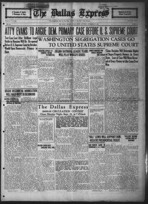 Primary view of object titled 'The Dallas Express (Dallas, Tex.), Vol. 31, No. 44, Ed. 1 Saturday, September 27, 1924'.