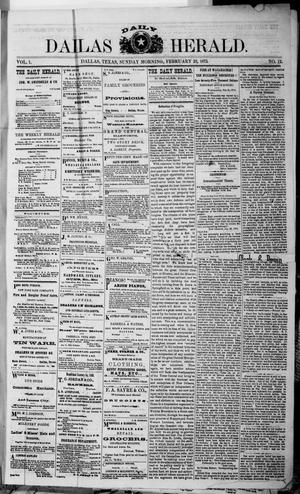 Primary view of object titled 'Dallas Daily Herald (Dallas, Tex.), Vol. 1, No. 12, Ed. 1 Sunday, February 23, 1873'.