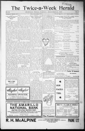 Primary view of object titled 'The Twice-a-Week Herald. (Amarillo, Tex.), Vol. 20, No. 51, Ed. 1 Tuesday, December 26, 1905'.
