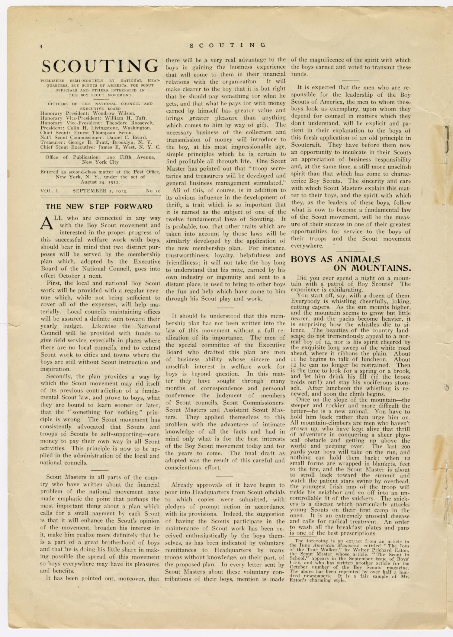 Scouting, Volume 1, Number 10, September 1, 1913
                                                
                                                    4
                                                