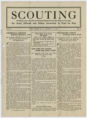 Primary view of object titled 'Scouting, Volume 4, Number 8, August 15, 1916'.