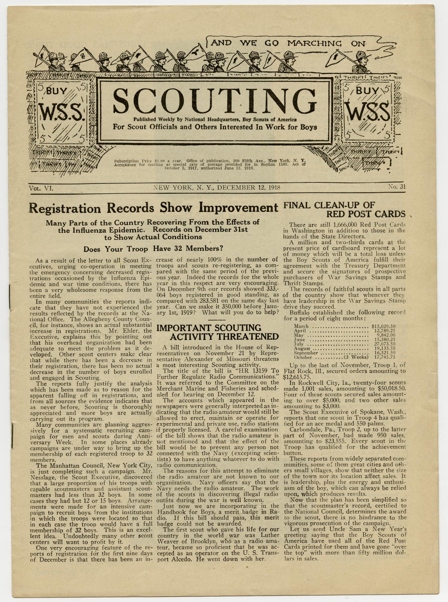 Scouting, Volume 6, Number 31, December 12, 1918
                                                
                                                    1
                                                