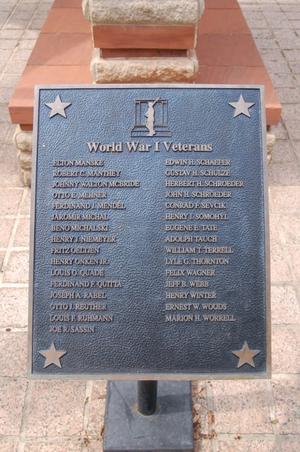 Primary view of object titled 'Fayette County World War I Veterans plaque'.