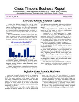 Primary view of object titled 'Cross Timbers Business Report, Volume 21, Number 3, Spring 2008'.