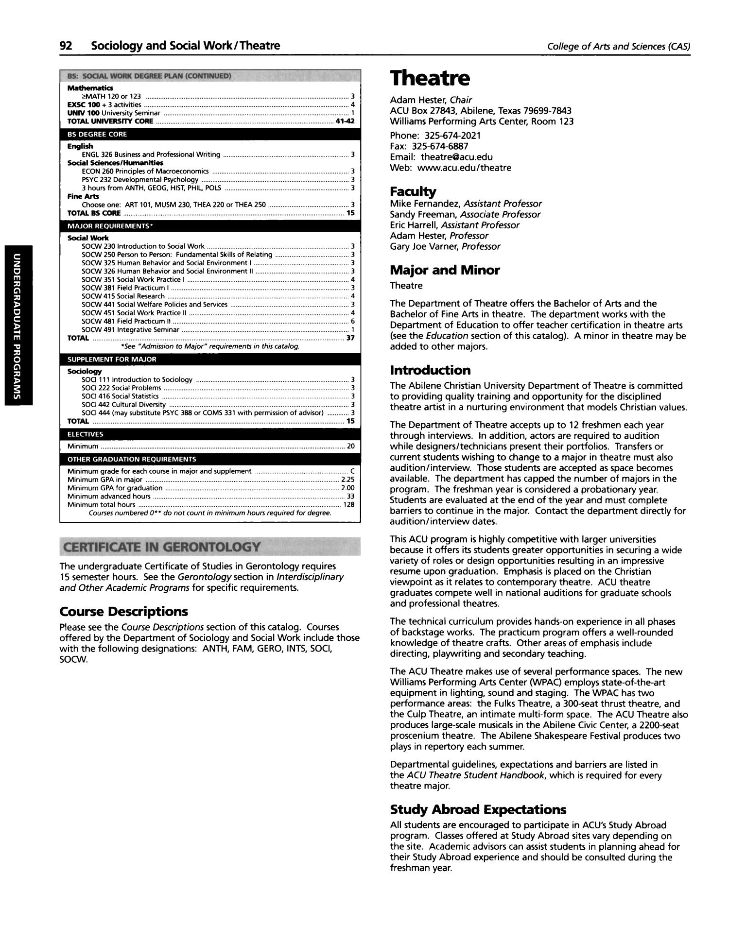 Catalog of Abilene Christian University, 2005-2006
                                                
                                                    92
                                                