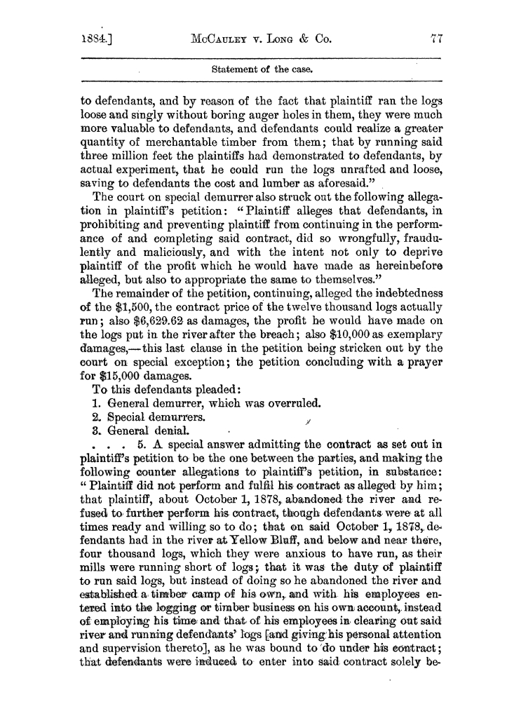 Cases argued and decided in the Supreme Court of the State of Texas, during the latter part of the Galveston term, 1884, and embracing the greater part of the Austin term, 1884.  Volume 61.
                                                
                                                    77
                                                