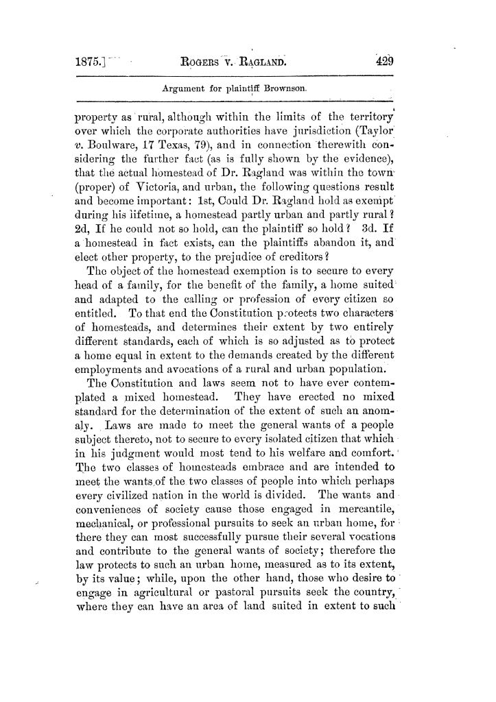 Cases argued and decided in the Supreme Court of Texas, during the latter part of the Tyler term, 1874, and the first part of the Galveston term, 1875.  Volume 42.
                                                
                                                    429
                                                