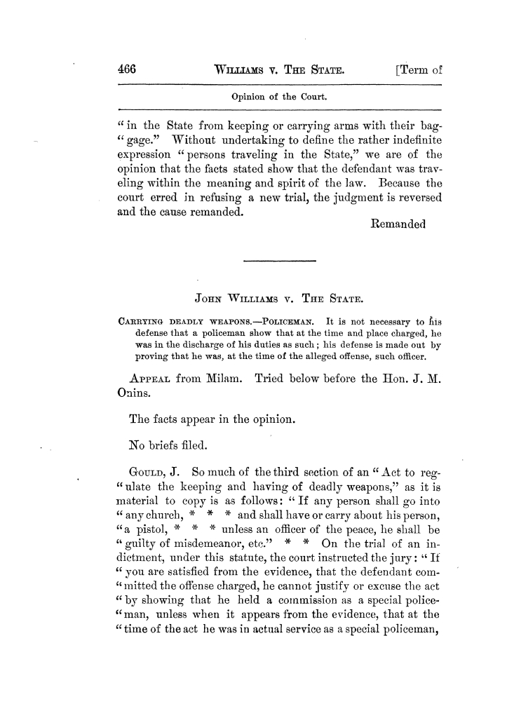 Cases argued and decided in the Supreme Court of Texas, during the latter part of the Tyler term, 1874, and the first part of the Galveston term, 1875.  Volume 42.
                                                
                                                    466
                                                