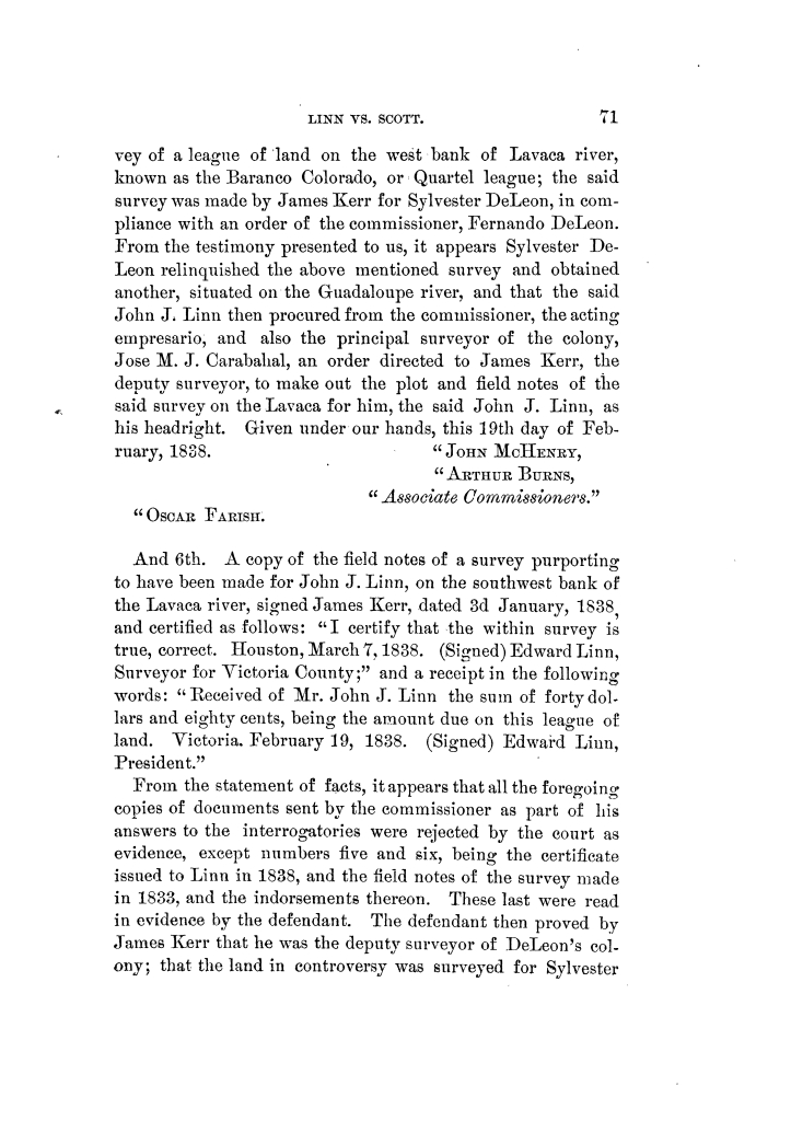 Reports of cases argued and decided in the Supreme Court of the State of Texas during December term, 1848. Volume 3.
                                                
                                                    71
                                                