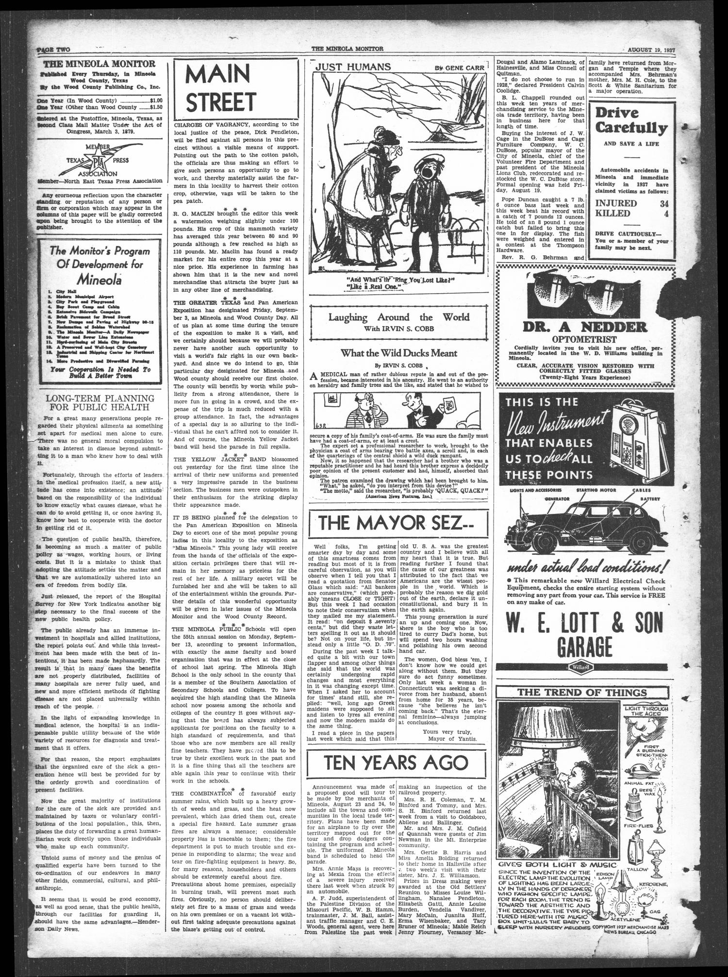 The Mineola Monitor (Mineola, Tex.), Vol. 61, No. 21, Ed. 1 Thursday, August 19, 1937
                                                
                                                    [Sequence #]: 2 of 8
                                                