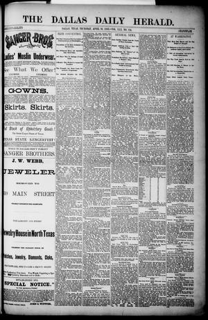 Primary view of object titled 'The Dallas Daily Herald. (Dallas, Tex.), Vol. 30, No. 124, Ed. 1 Thursday, April 26, 1883'.