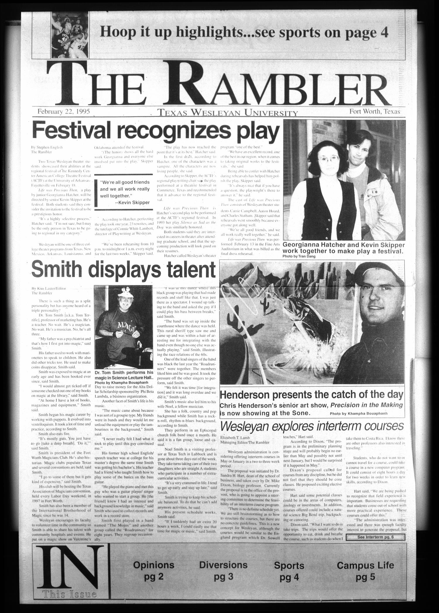 The Rambler (Fort Worth, Tex.), Ed. 1 Wednesday, February 22, 1995
                                                
                                                    [Sequence #]: 1 of 6
                                                