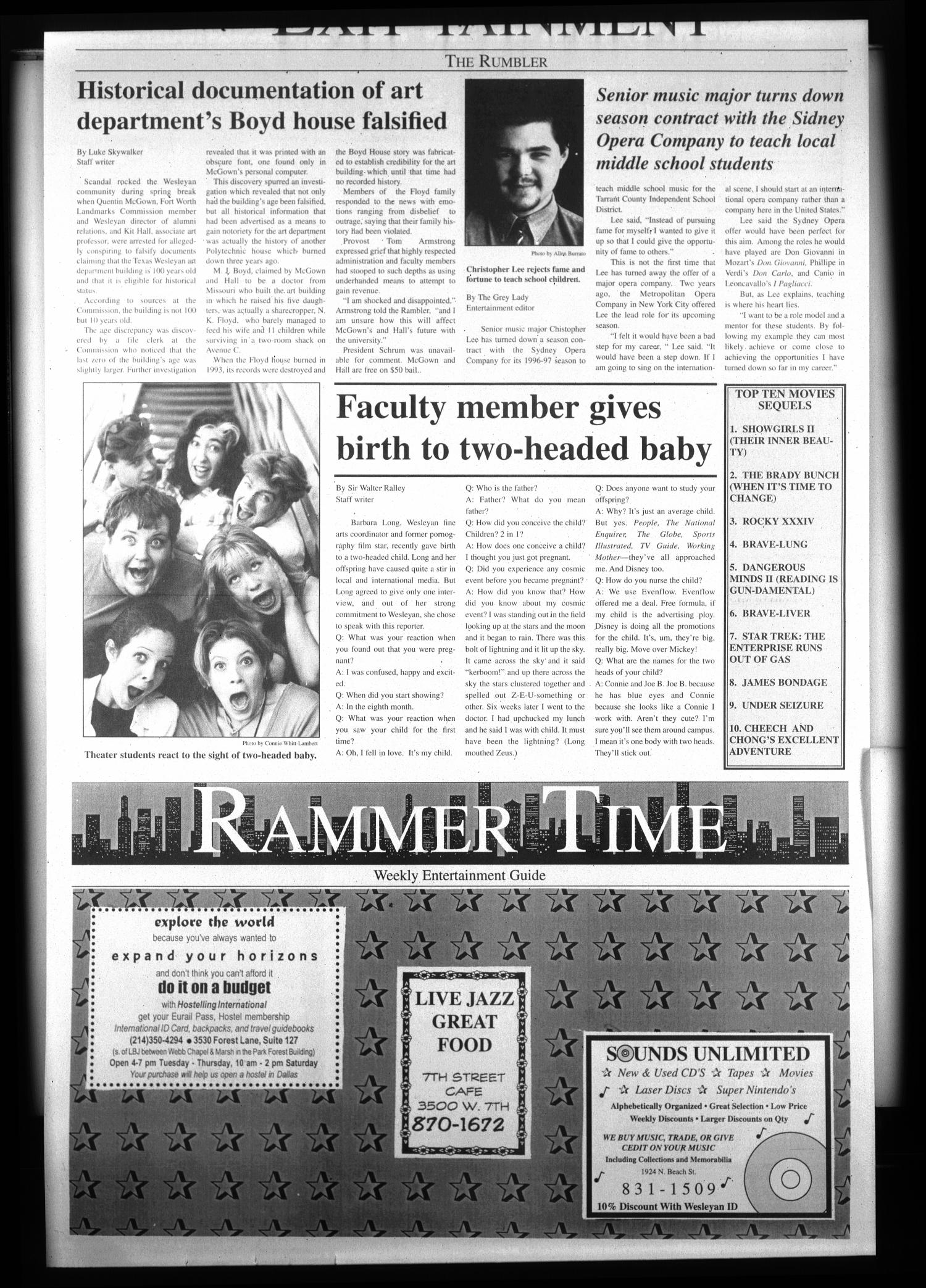 The Rambler (Fort Worth, Tex.), Ed. 1 Wednesday, April 3, 1996
                                                
                                                    [Sequence #]: 4 of 4
                                                