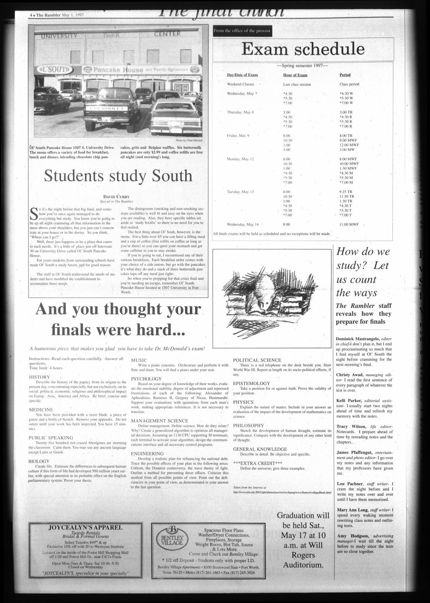 The Rambler (Fort Worth, Tex.), Vol. 80, No. 12, Ed. 1 Thursday, May 1, 1997
                                                
                                                    [Sequence #]: 4 of 8
                                                
