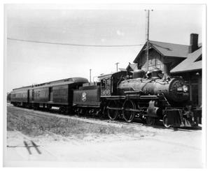 Primary view of object titled '[Train at Gainesville, Texas depot]'.