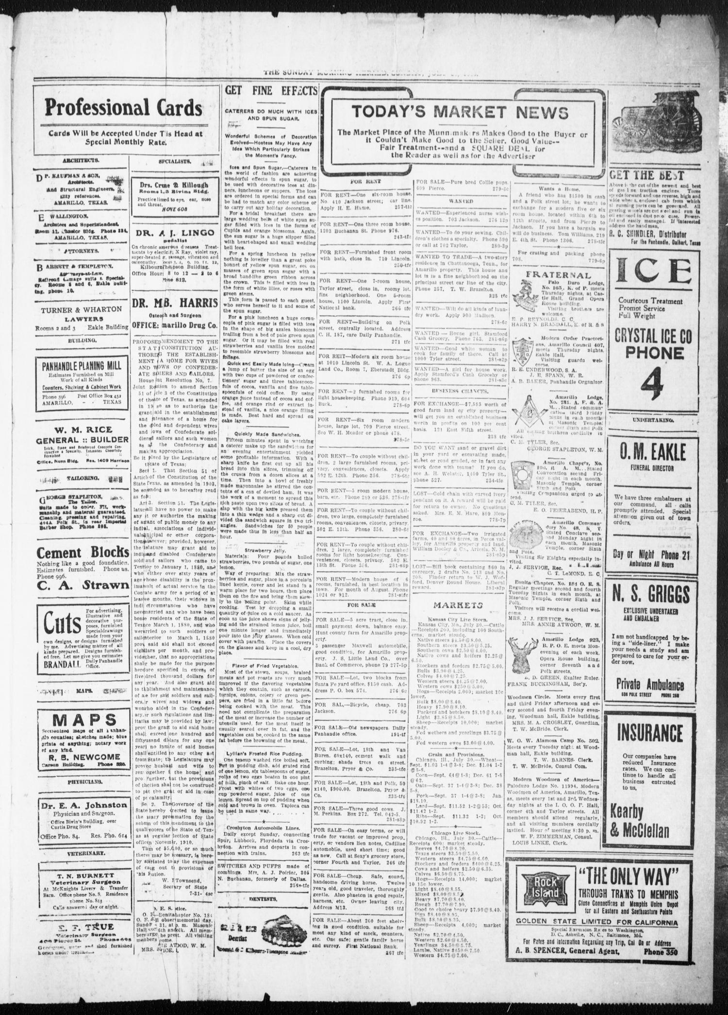 The Sunday Morning Herald. (Amarillo, Tex.), Vol. 22, No. 27, Ed. 1 Sunday, July 31, 1910
                                                
                                                    [Sequence #]: 3 of 4
                                                
