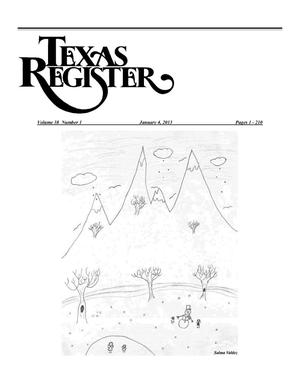 Primary view of object titled 'Texas Register, Volume 38, Number 1, Pages 1-210, January 4, 2013'.