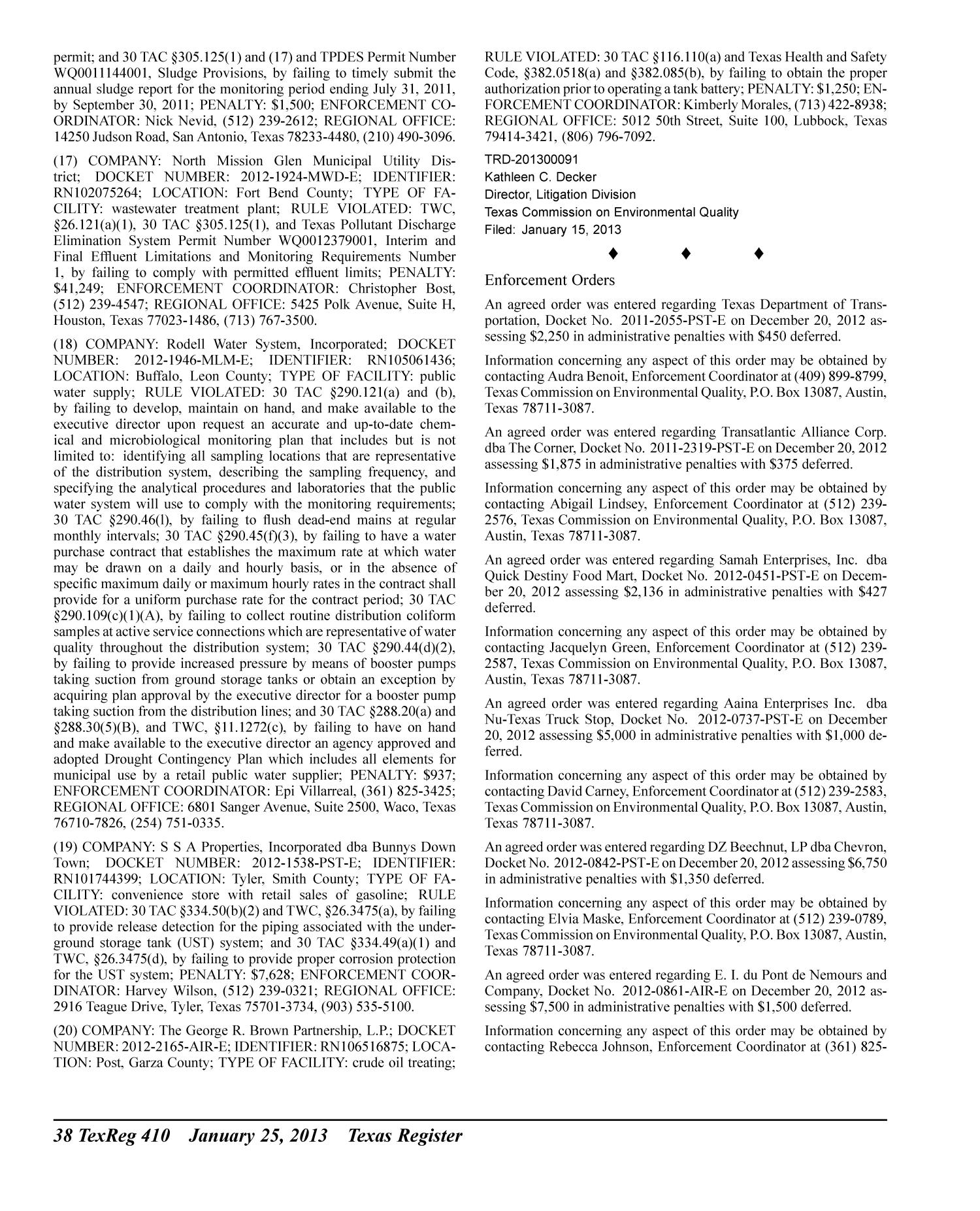 Texas Register, Volume 38, Number 4, Pages 331-442, January 25, 2013
                                                
                                                    410
                                                