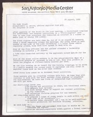 Primary view of object titled '[Letter from Fredric A. Weiss to SAMC Board - August 20, 1980]'.