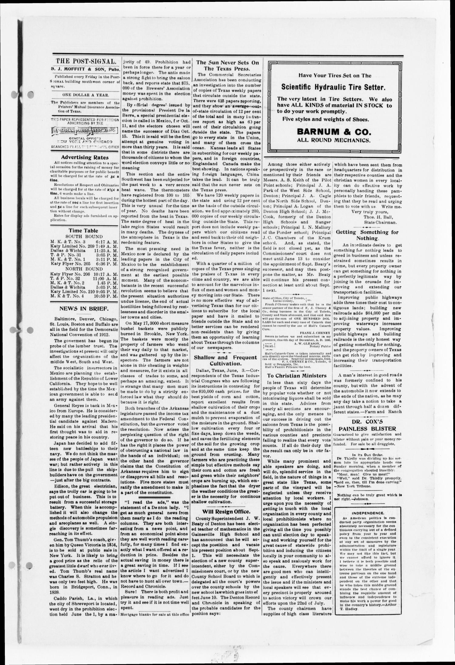 The Post-Signal (Pilot Point, Tex.), Vol. 33, No. 41, Ed. 1 Friday, June 9, 1911
                                                
                                                    [Sequence #]: 3 of 8
                                                