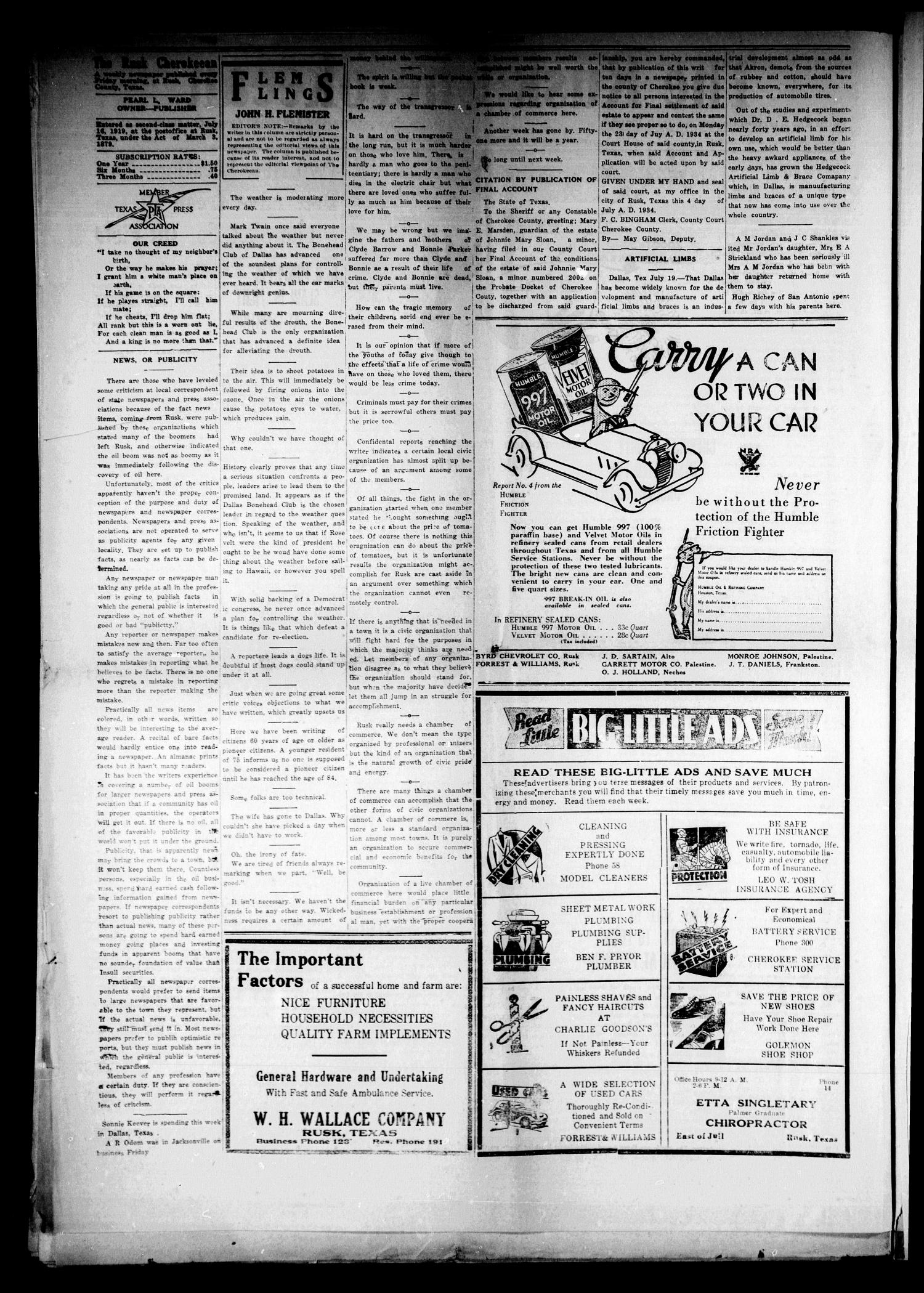 The Rusk Cherokeean (Rusk, Tex.), Vol. 18, No. 1, Ed. 1 Friday, July 20, 1934
                                                
                                                    [Sequence #]: 2 of 8
                                                