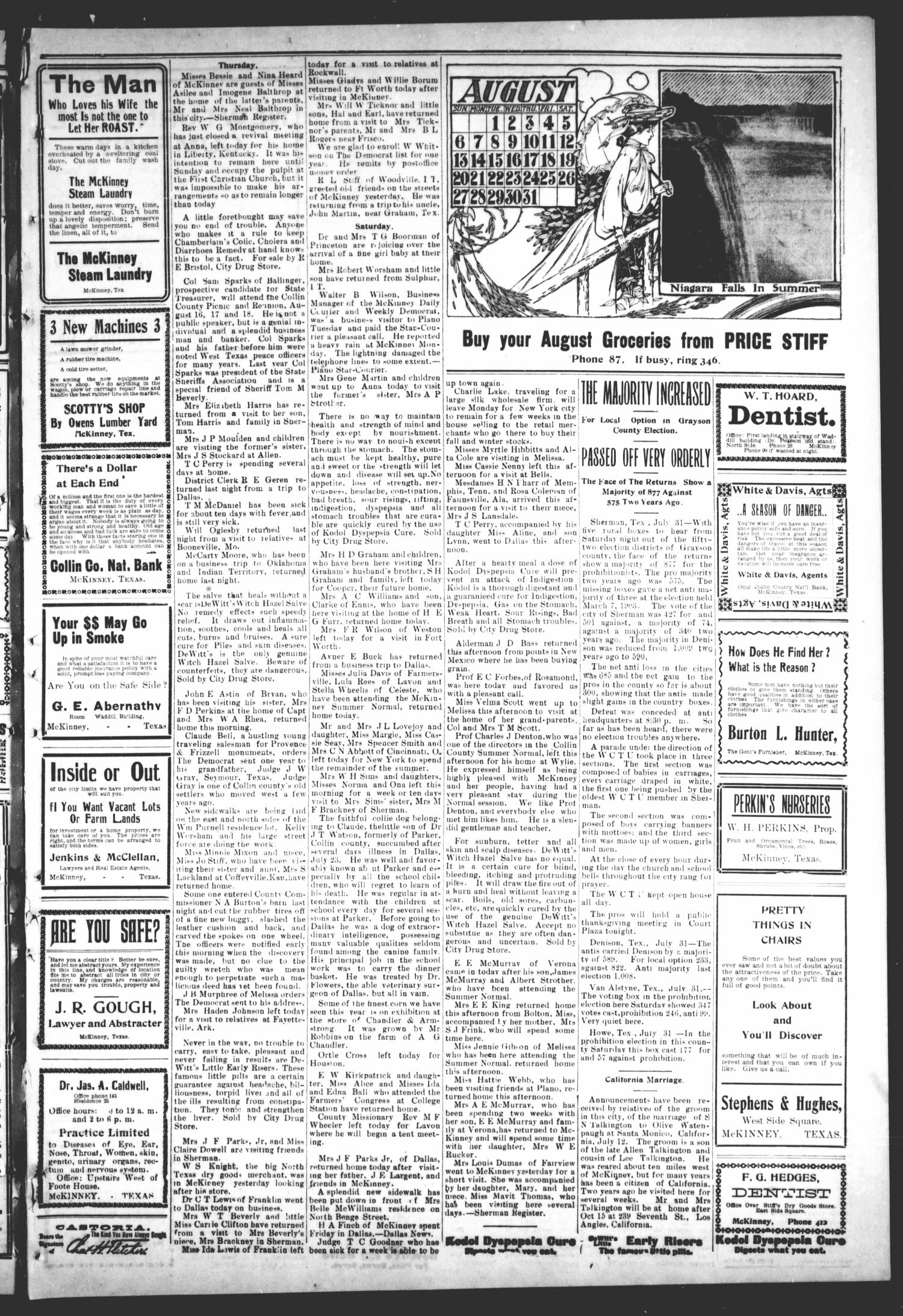 The Democrat (McKinney, Tex.), Vol. 22, No. 27, Ed. 1 Thursday, August 3, 1905
                                                
                                                    [Sequence #]: 3 of 12
                                                