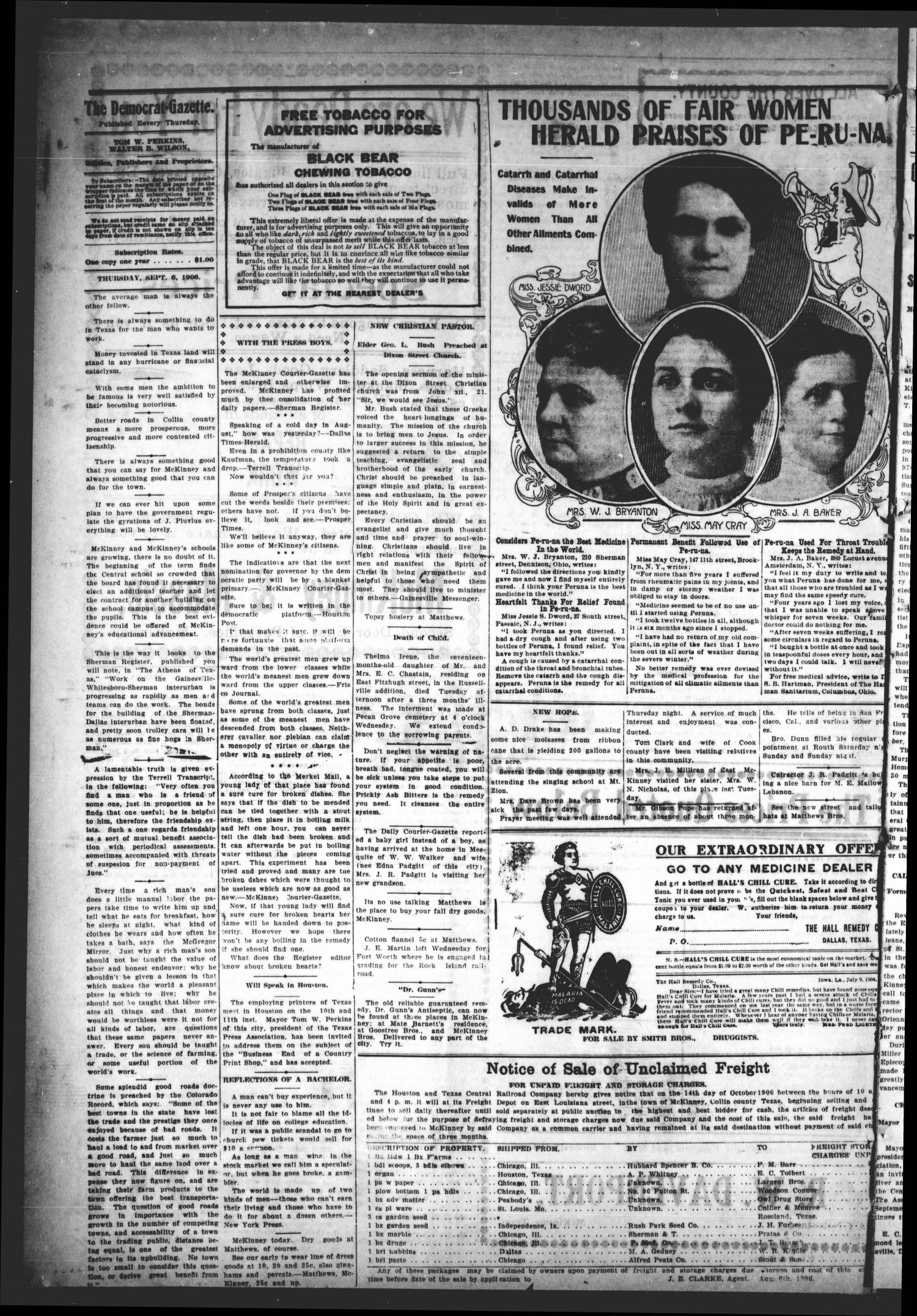 The Democrat-Gazette (McKinney, Tex.), Vol. 23, No. 32, Ed. 1 Thursday, September 6, 1906
                                                
                                                    [Sequence #]: 12 of 12
                                                