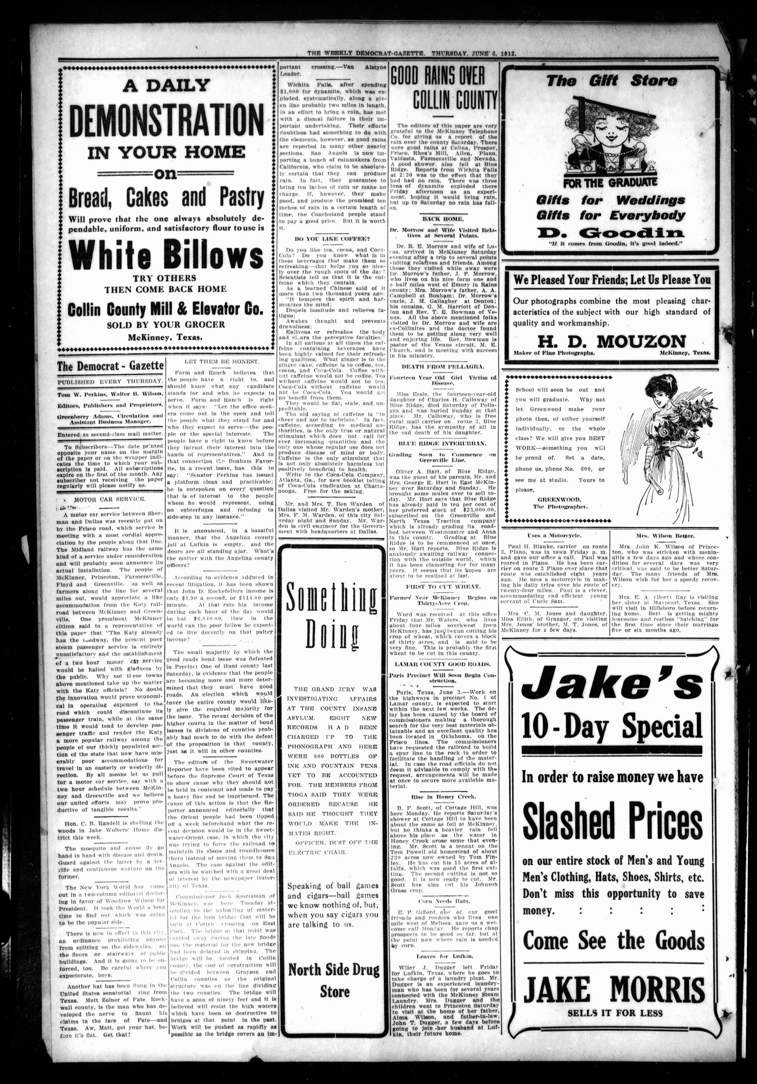 The Weekly Democrat-Gazette (McKinney, Tex.), Vol. 30, No. 18, Ed. 1 Thursday, June 6, 1912
                                                
                                                    [Sequence #]: 2 of 16
                                                