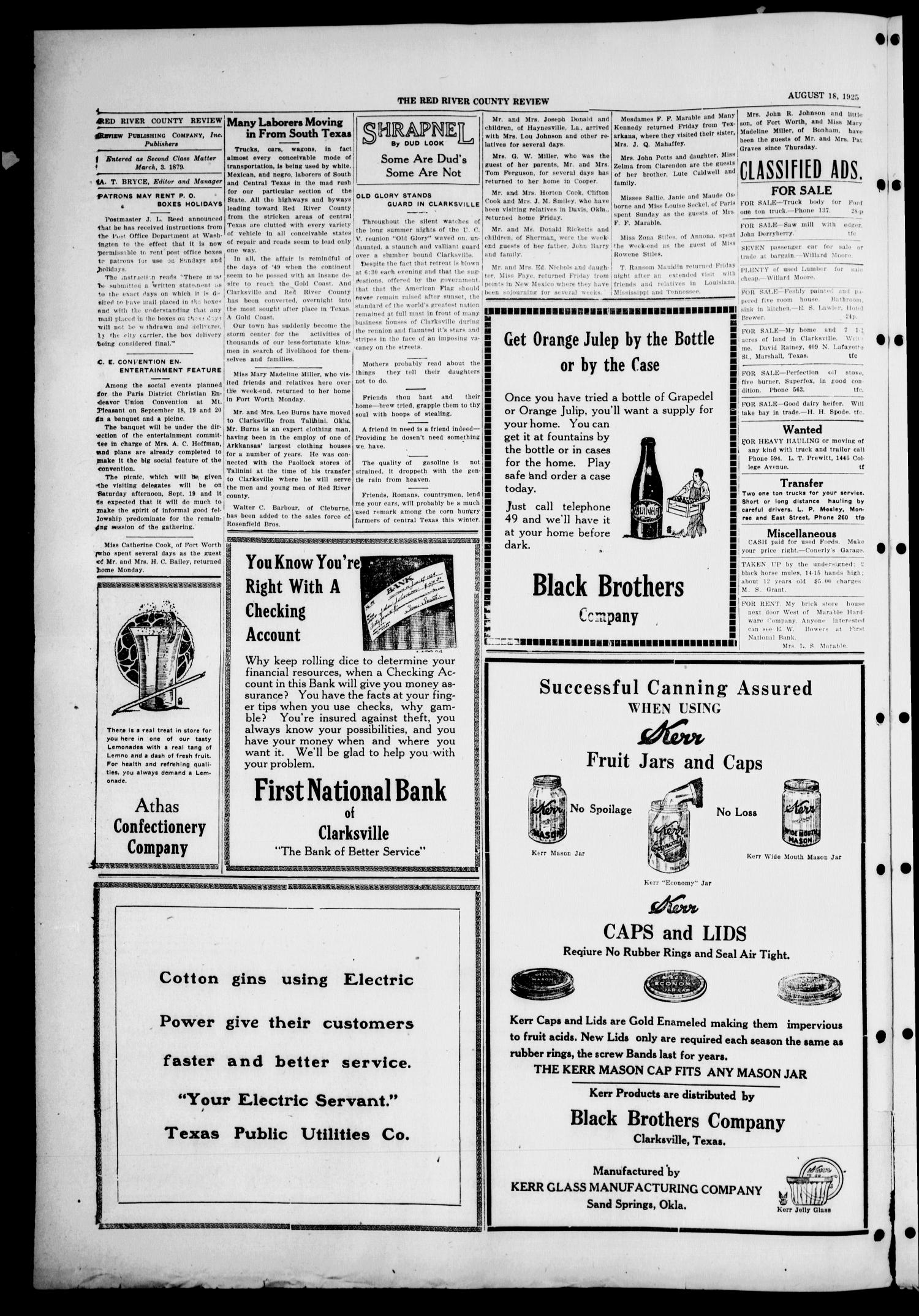 Red River County Review (Clarksville, Tex.), Vol. 5, No. 24, Ed. 1 Tuesday, August 18, 1925
                                                
                                                    [Sequence #]: 2 of 4
                                                