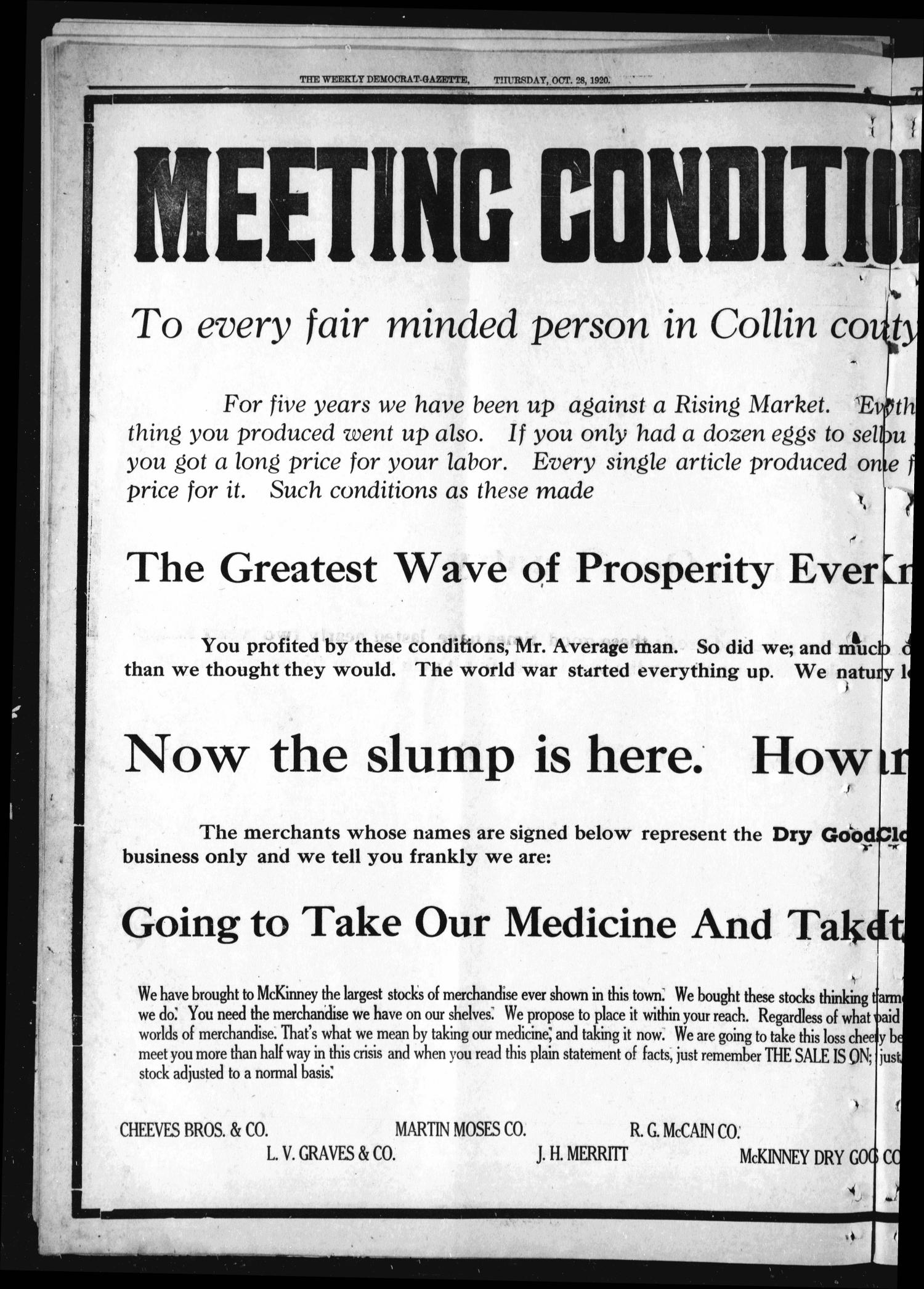 The Weekly Democrat-Gazette (McKinney, Tex.), Vol. 37, Ed. 1 Thursday, October 28, 1920
                                                
                                                    [Sequence #]: 4 of 8
                                                