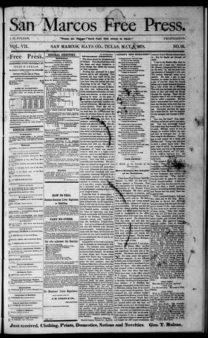 Primary view of object titled 'San Marcos Free Press. (San Marcos, Tex.), Vol. 7, No. 26, Ed. 1 Saturday, May 4, 1878'.