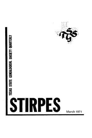 Primary view of object titled 'Stirpes, Volume 11, Number 1, March 1971'.