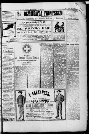 Primary view of object titled 'El Democrata Fronterizo. (Laredo, Tex.), Vol. 7, No. 375, Ed. 1 Saturday, November 19, 1904'.