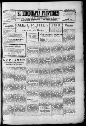 Primary view of object titled 'El Democrata Fronterizo. (Laredo, Tex.), Vol. 10, No. 604, Ed. 1 Saturday, August 14, 1909'.
