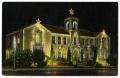 Postcard: [City of Denton: City Hall, N. Elm, decorated for Christmas]