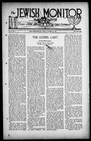 Primary view of object titled 'The Jewish Monitor (Fort Worth-Dallas, Tex.), Vol. 10, No. 5, Ed. 1 Friday, October 22, 1920'.