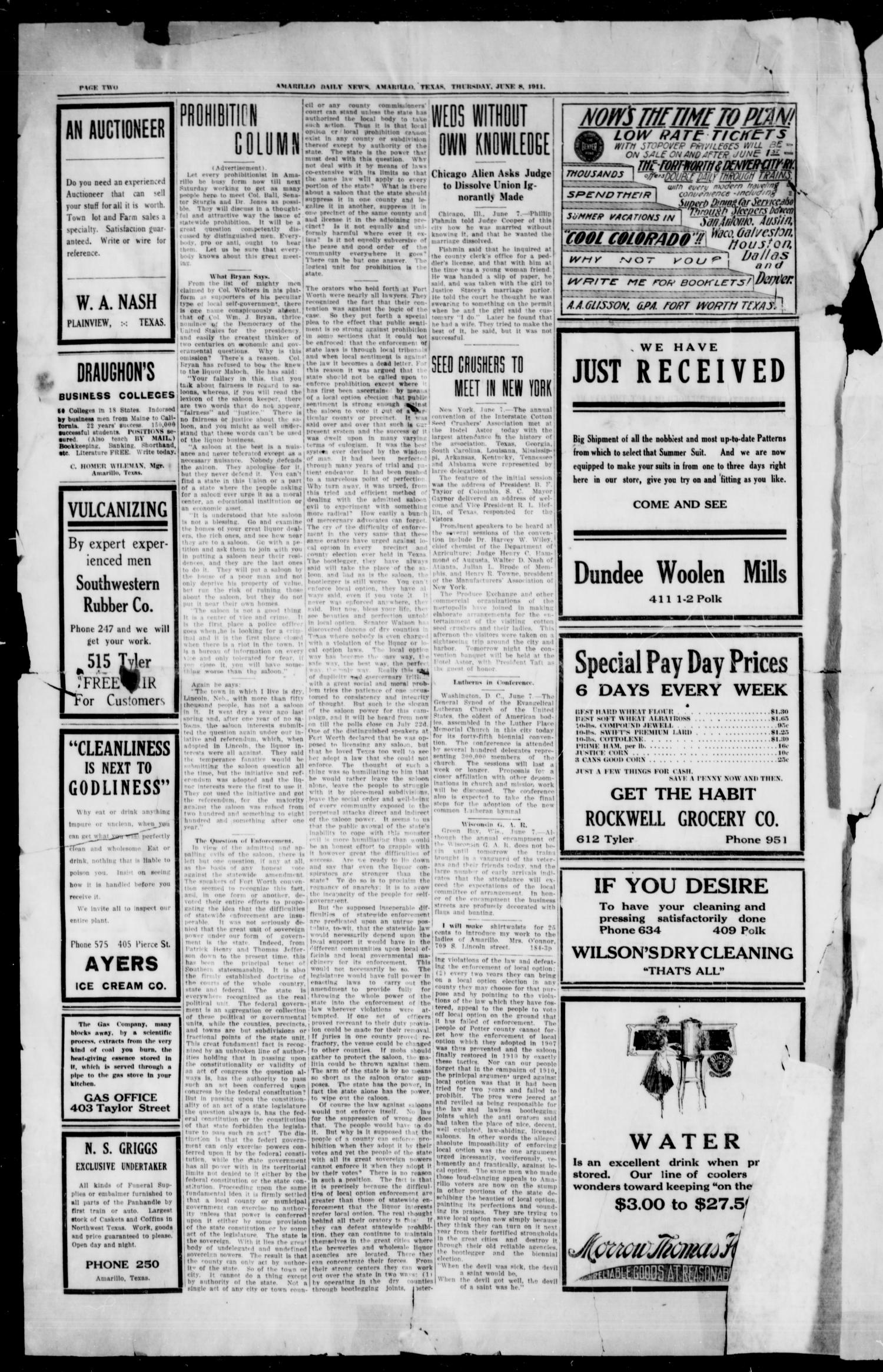 Amarillo Daily News (Amarillo, Tex.), Vol. 2, No. 186, Ed. 1 Thursday, June 8, 1911
                                                
                                                    [Sequence #]: 2 of 4
                                                