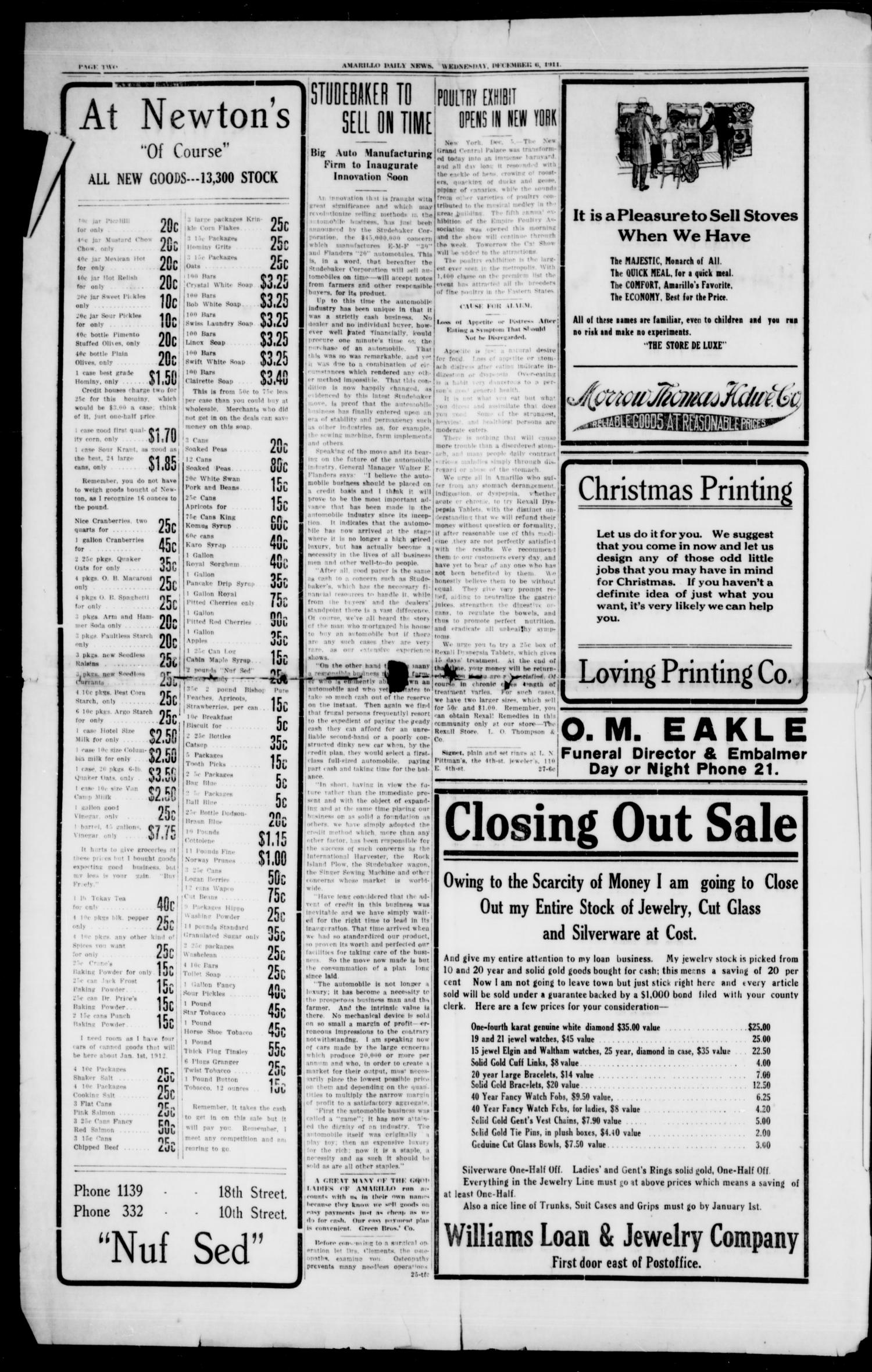 Amarillo Daily News (Amarillo, Tex.), Vol. 3, No. 28, Ed. 1 Wednesday, December 6, 1911
                                                
                                                    [Sequence #]: 2 of 8
                                                