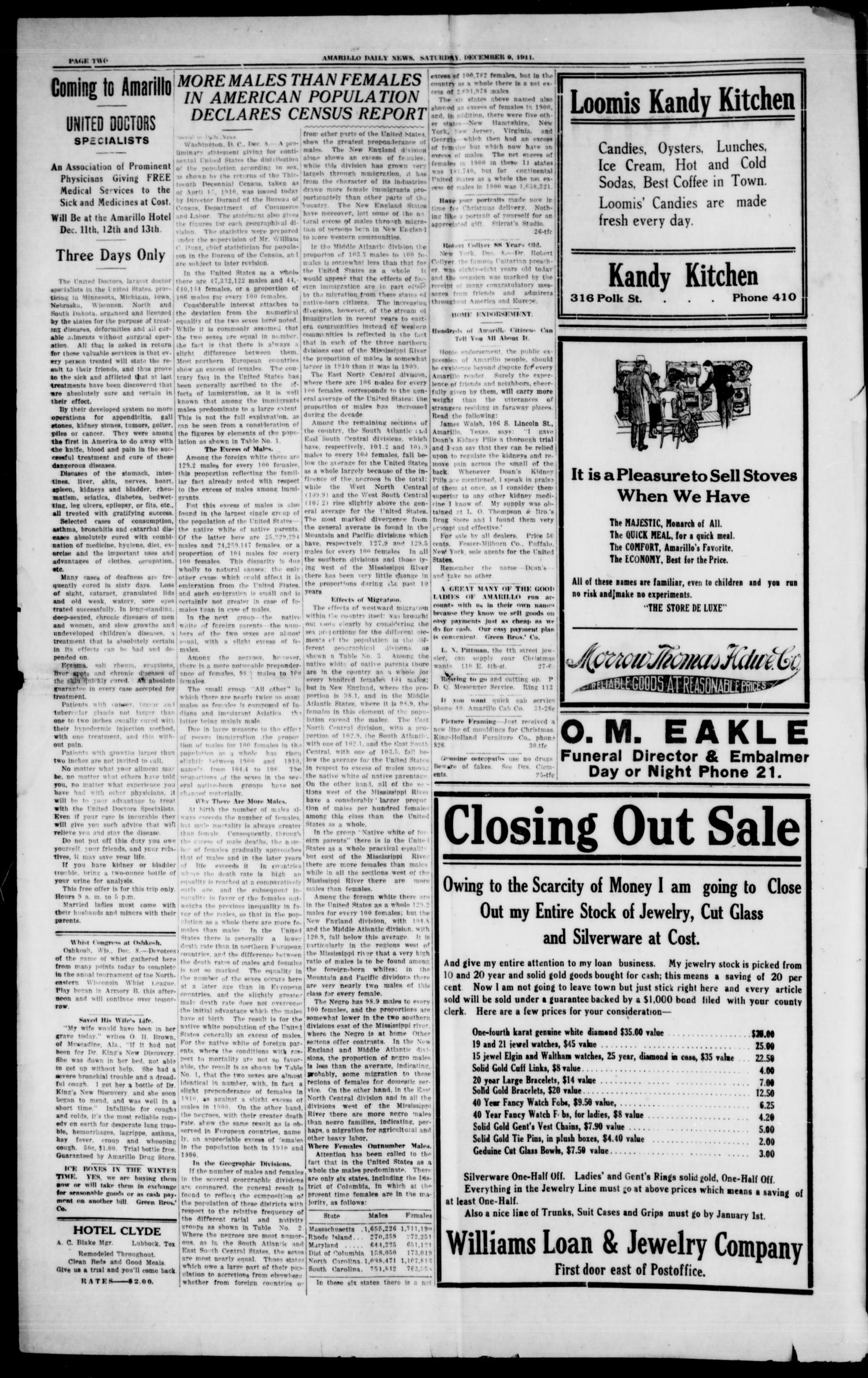 Amarillo Daily News (Amarillo, Tex.), Vol. 3, No. 31, Ed. 1 Saturday, December 9, 1911
                                                
                                                    [Sequence #]: 2 of 8
                                                