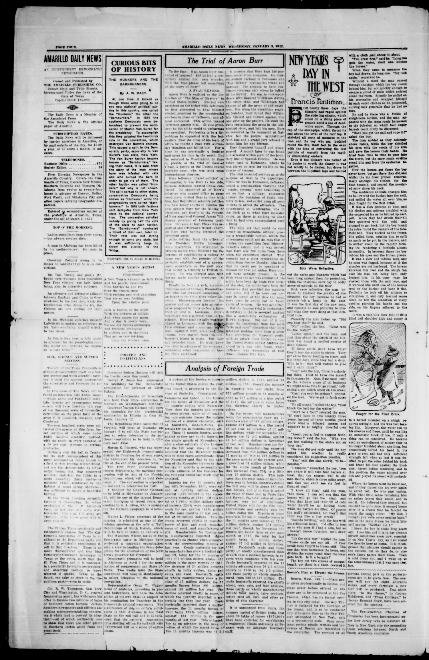 Amarillo Daily News (Amarillo, Tex.), Vol. 3, No. 52, Ed. 1 Wednesday, January 3, 1912
                                                
                                                    [Sequence #]: 4 of 8
                                                