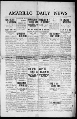 Primary view of object titled 'Amarillo Daily News (Amarillo, Tex.), Vol. 3, No. 93, Ed. 1 Tuesday, February 20, 1912'.
