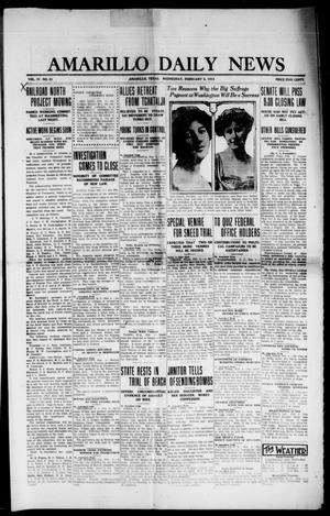 Primary view of object titled 'Amarillo Daily News (Amarillo, Tex.), Vol. 4, No. 81, Ed. 1 Wednesday, February 5, 1913'.